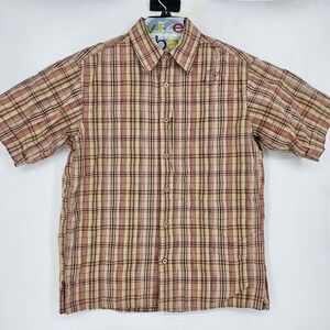 Mountain Hardwear Shirt Mens Medium Plaid Button Up Outdoors Hiking Short Sleeve